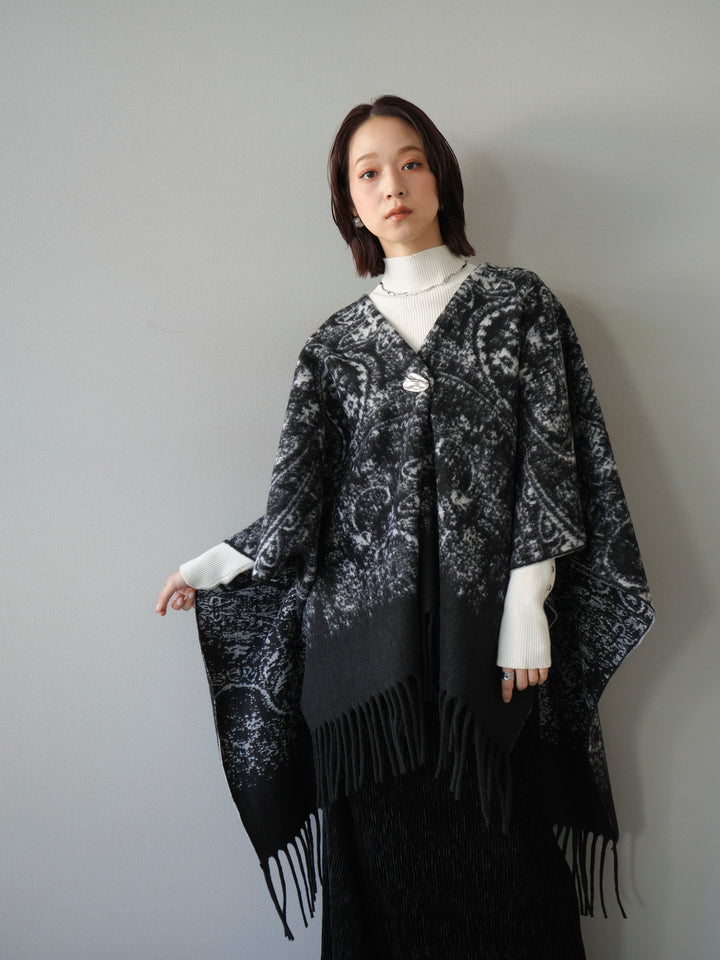 [SET]アブストラクト柄ストールポンチョ+選べるアクセセット(2set)