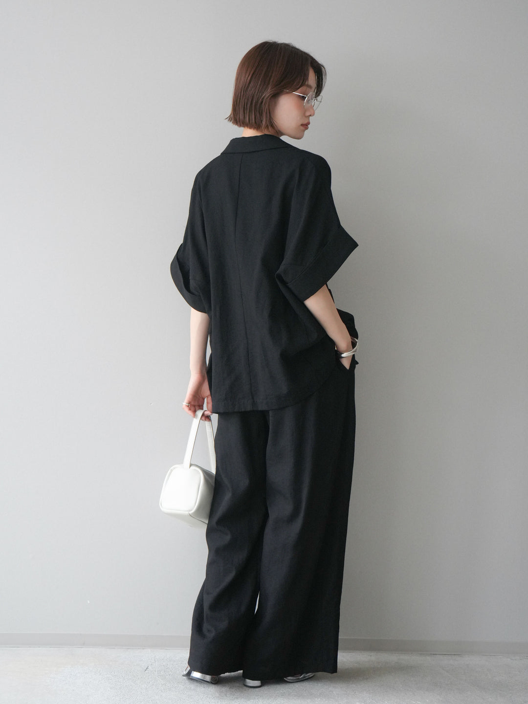 [SET]ハーフスリーブオーバージャケット+リラックスワイドパンツ(2set)
