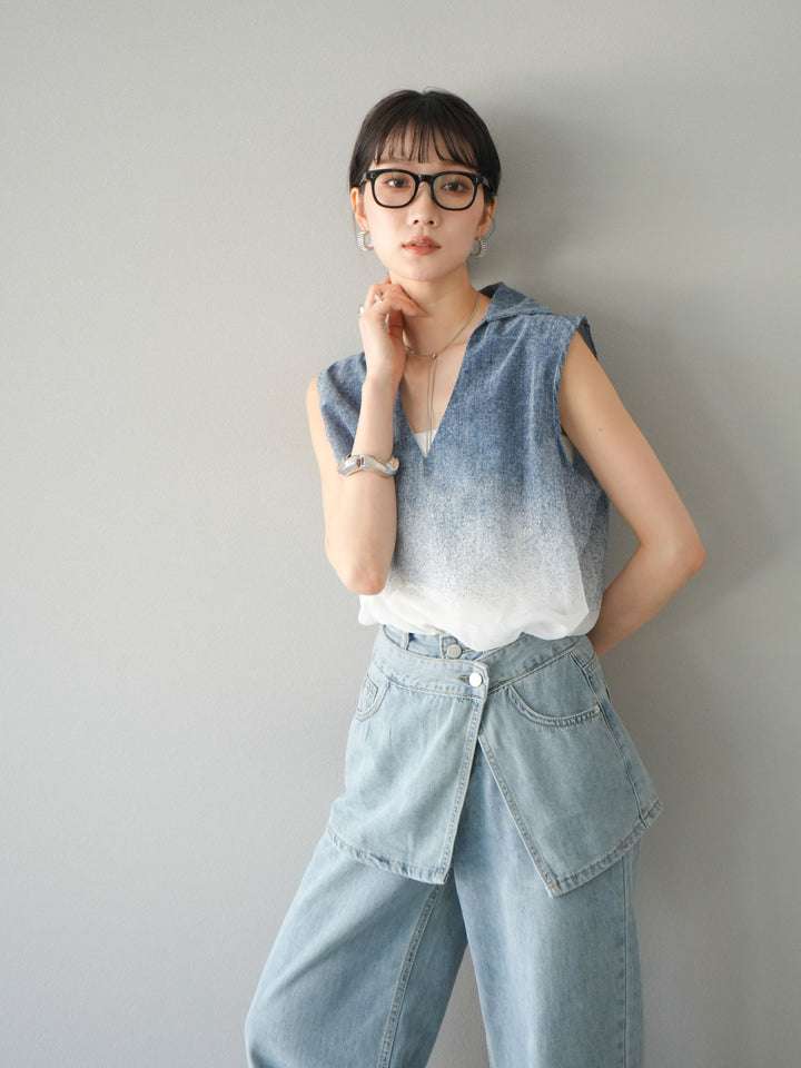 【預購】染色漸層船長襯衫/藍色