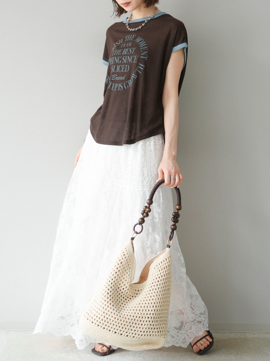 [予約]レースフレアスカート/ホワイト