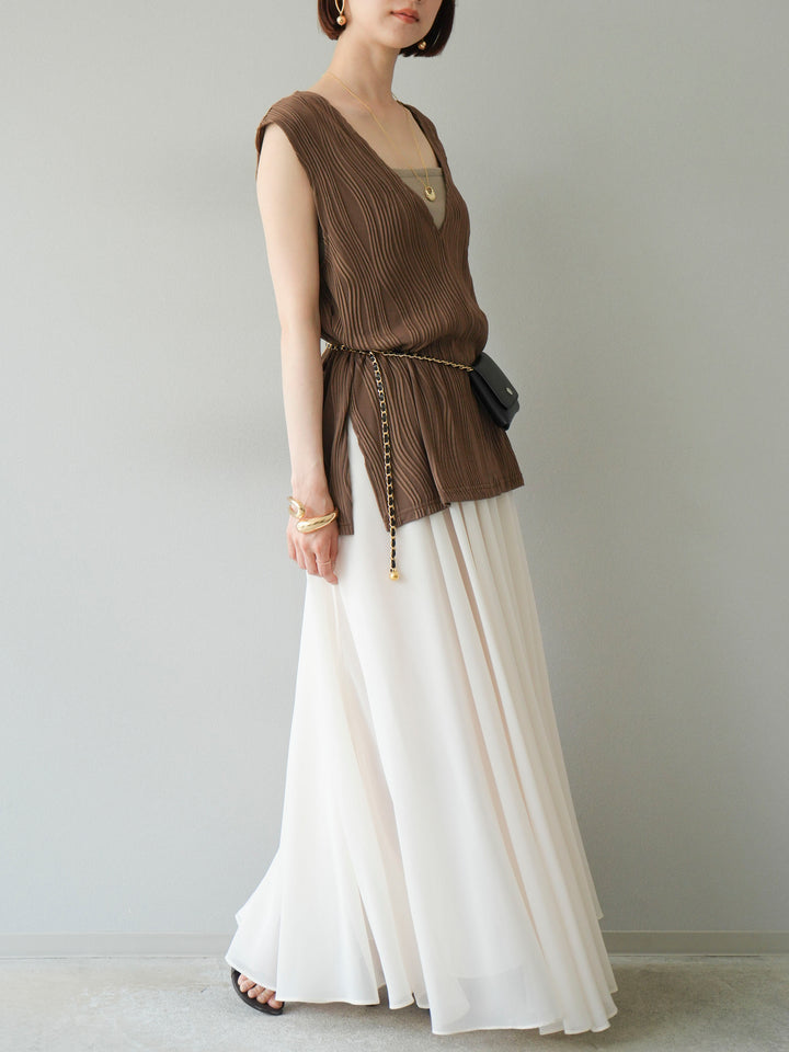 [予約]シフォンフレアスカート/アイボリー