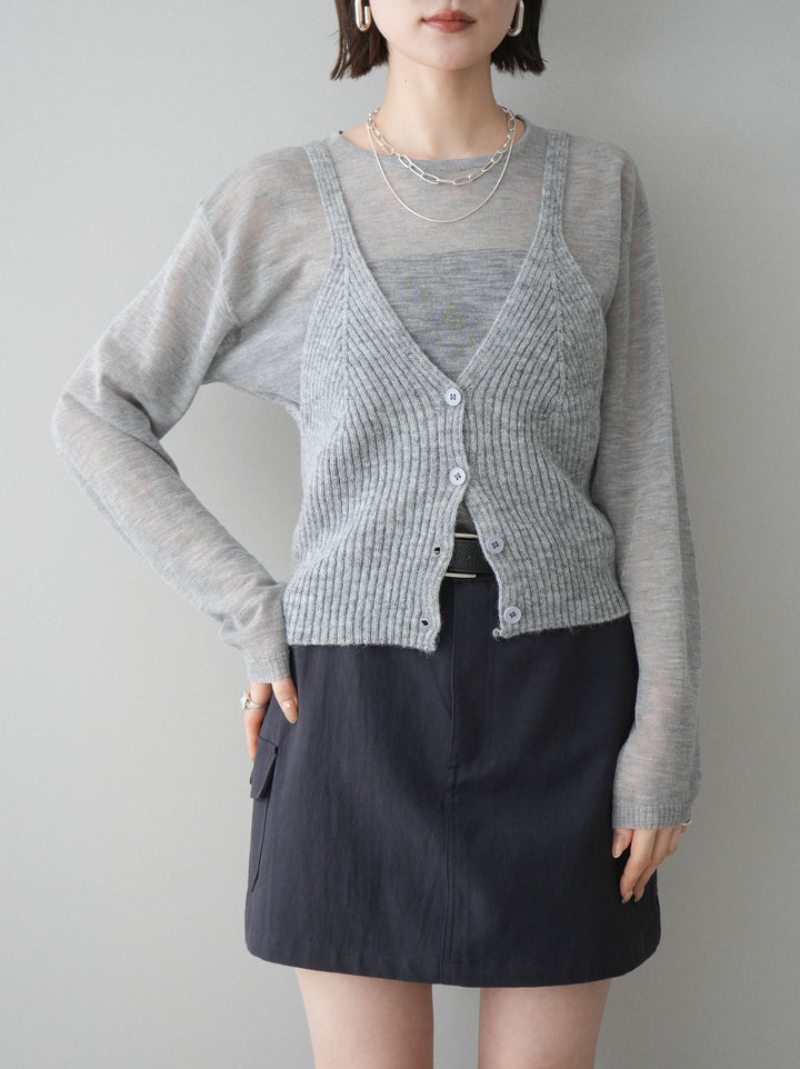 [予約]ビスチェアンサンブルシアーニット/gray