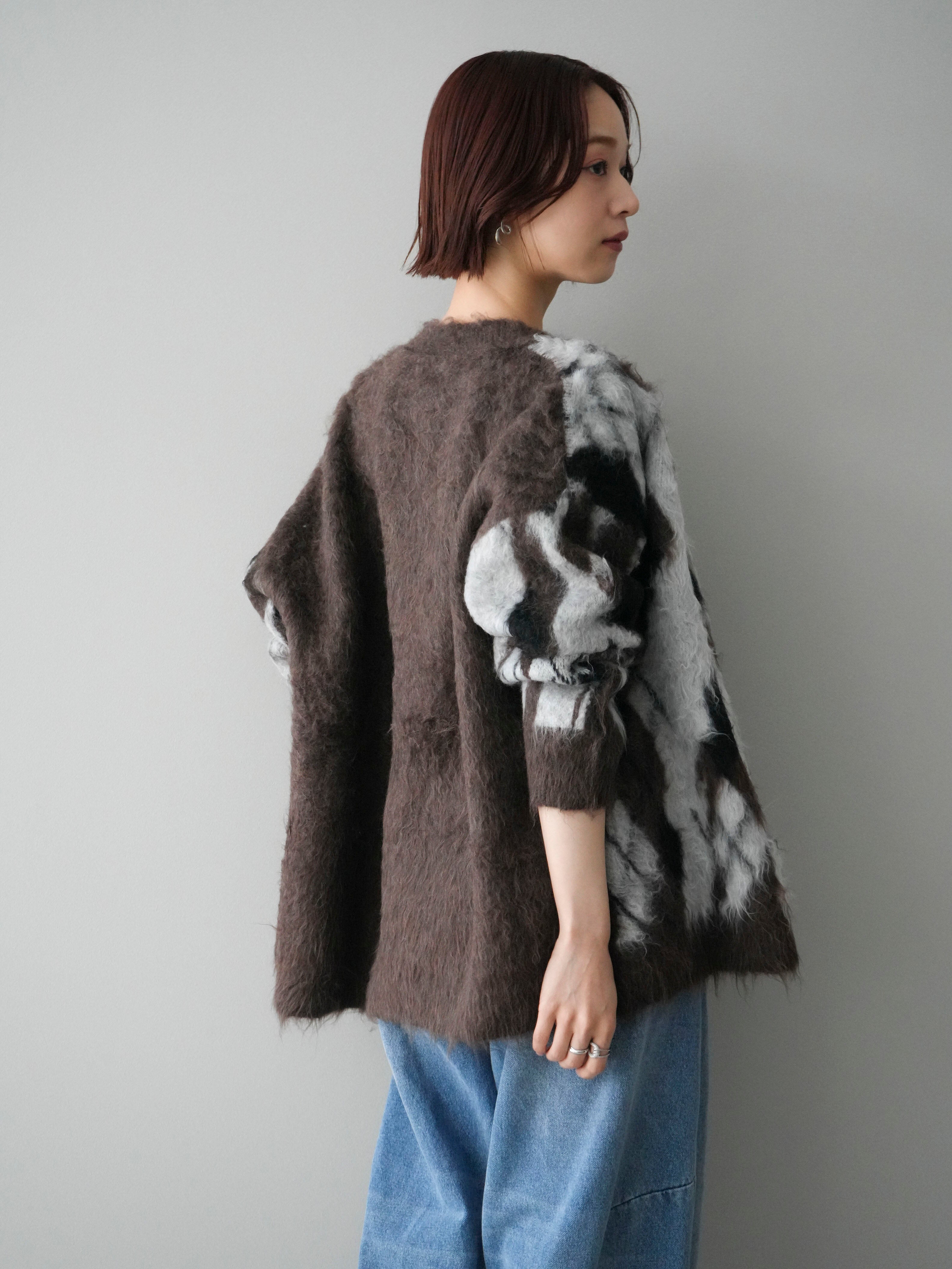 予約]アーガイル柄シャギーニットカーディガン/brown – Lumier