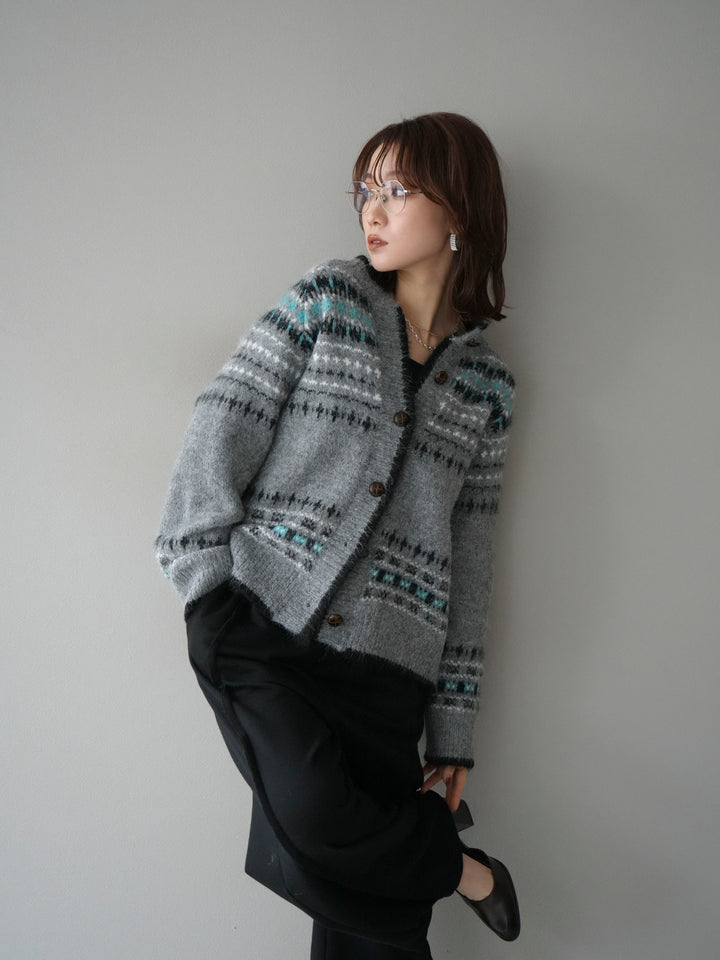 [SET]求心柄ウッドボタンニットカーディガン+2WAYデザインスウェットパンツ(2set)