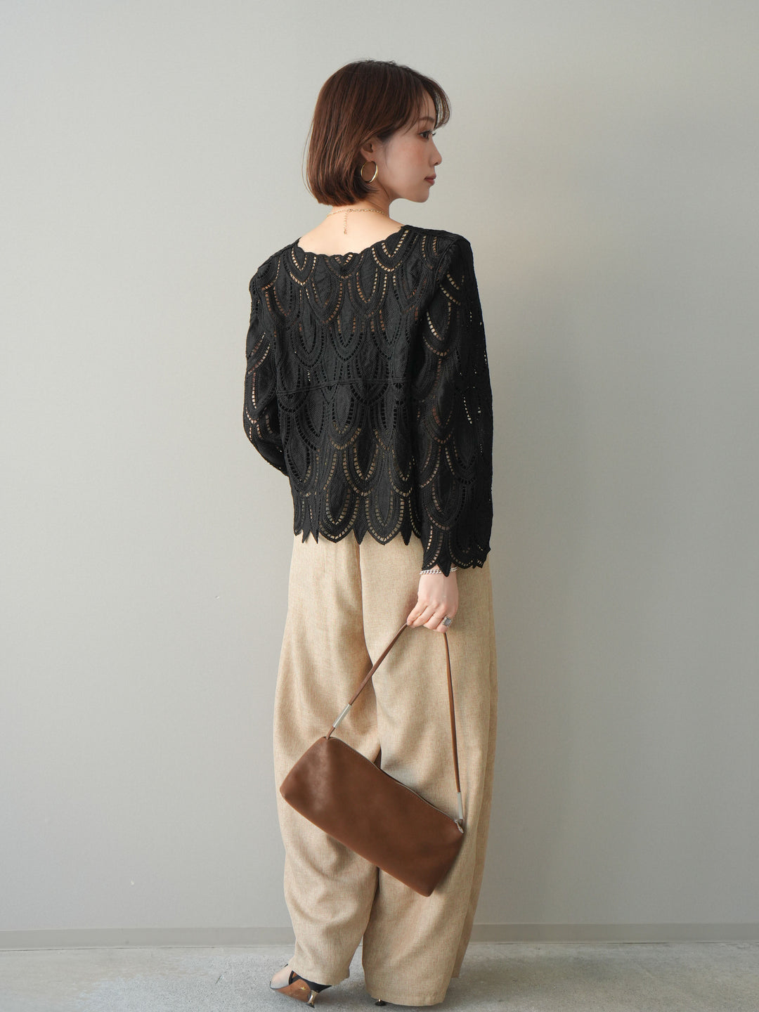 [予約]リネンライクタックワイドパンツ/beige