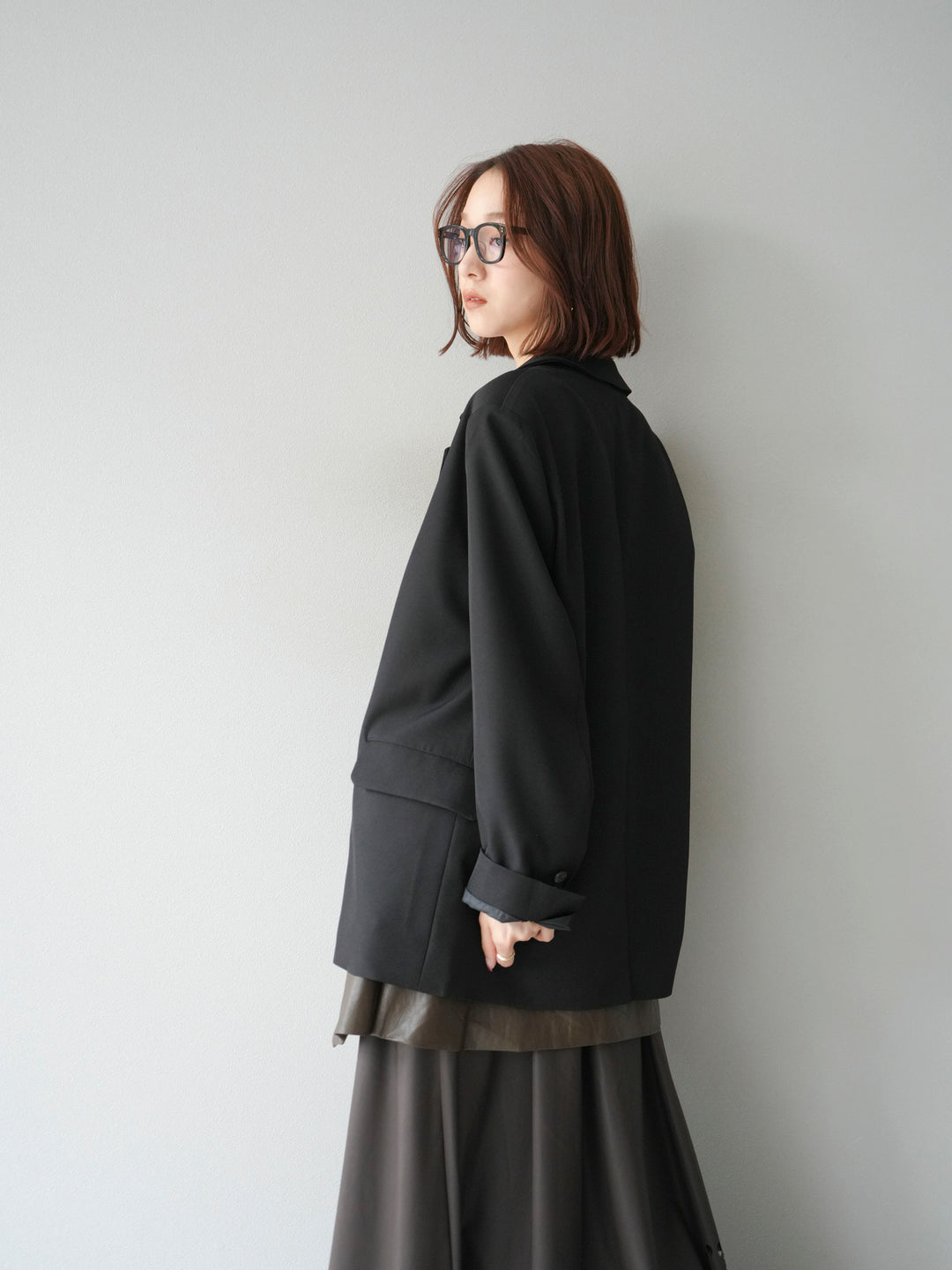 [予約]エステルオーバーテーラードジャケット/ブラック