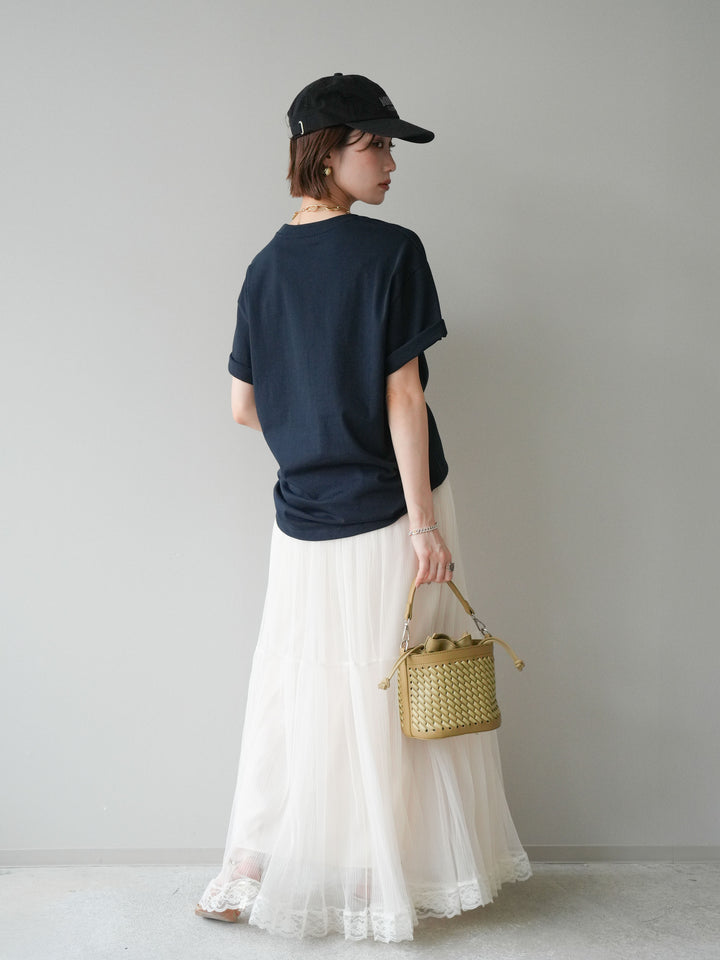 [SET]トマト刺繍TEE+チュールレーススカート(2set)