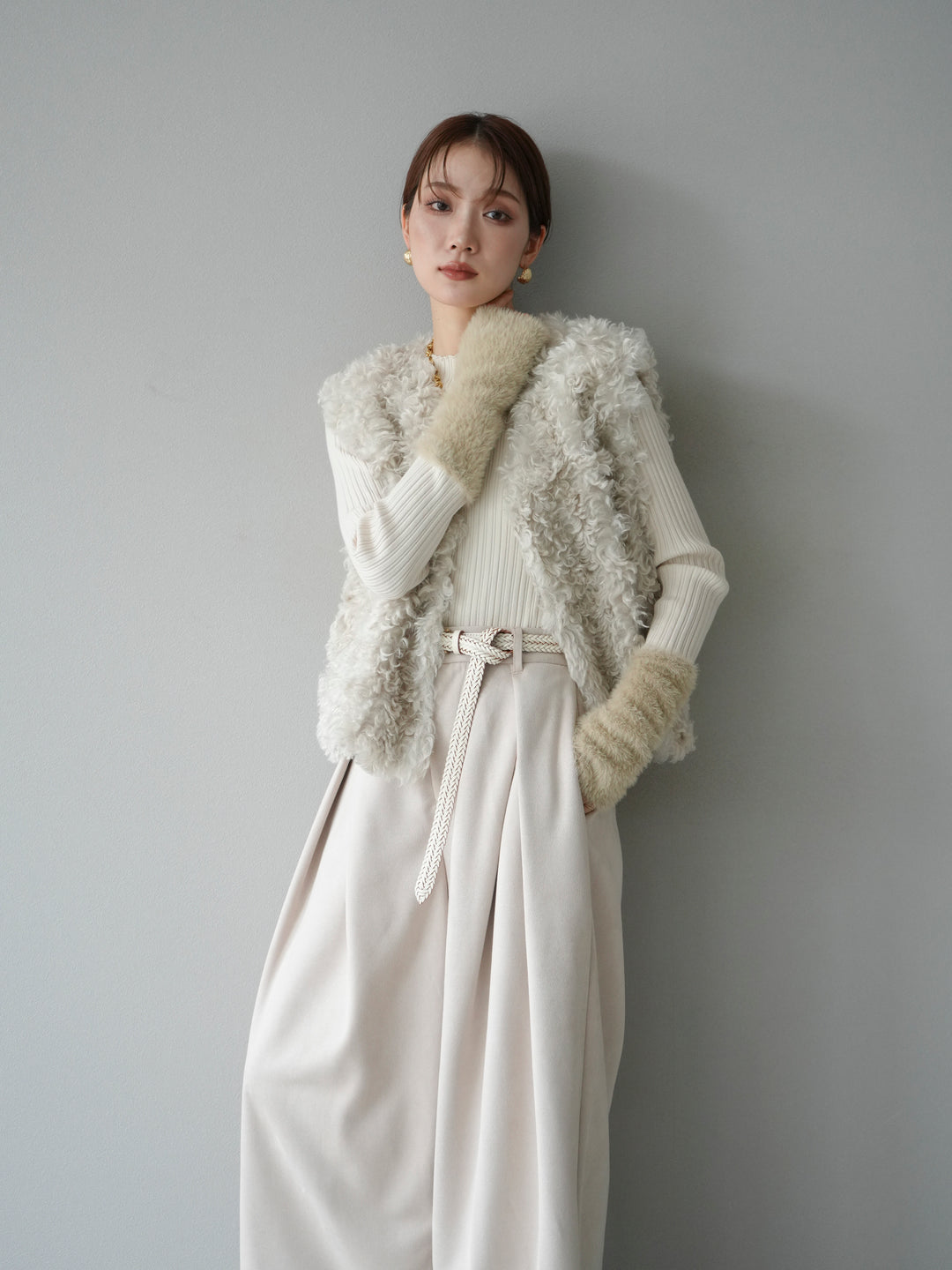 [予約]プードルファーショートベスト/エクリュ