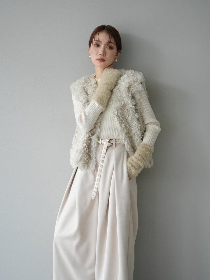 [予約]プードルファーショートベスト/エクリュ