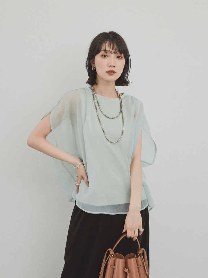 [SET] 緊湊光滑透視層疊上衣 + 天鵝絨低腰裙 (2set)