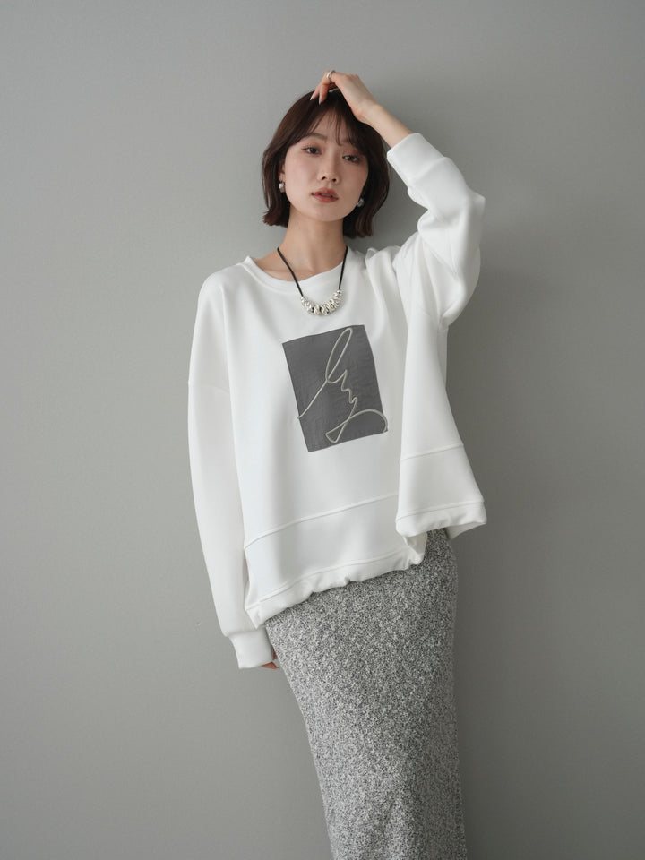 [予約]ライトポンチ刺繍ロゴプルオーバー/white