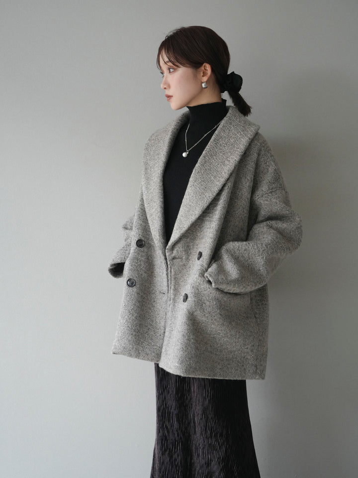 [予約]ロービング襟付きミドルコクーンコート/brown