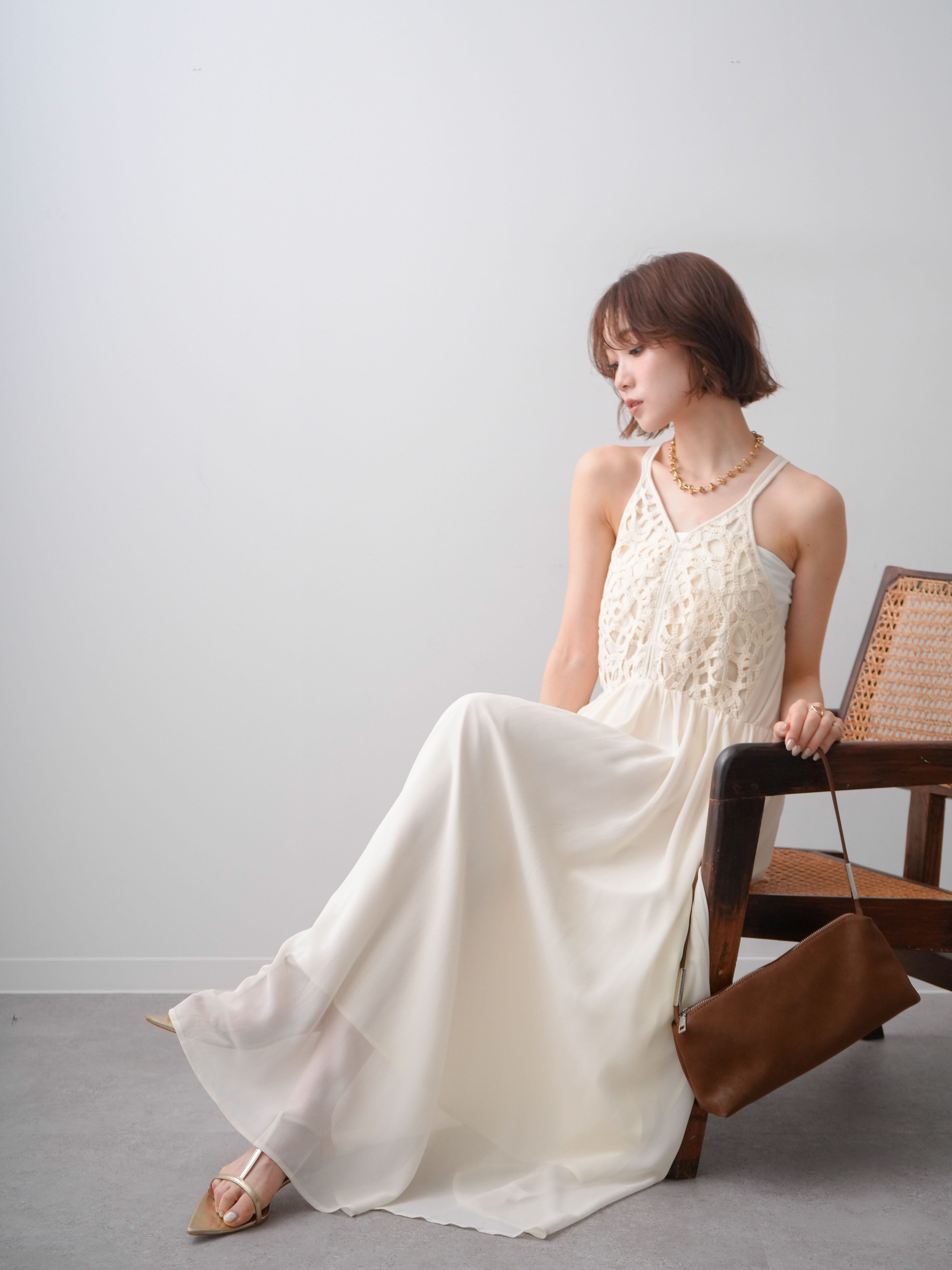SET]クロシェシフォンキャミワンピース+クロシェシフォンキャミ