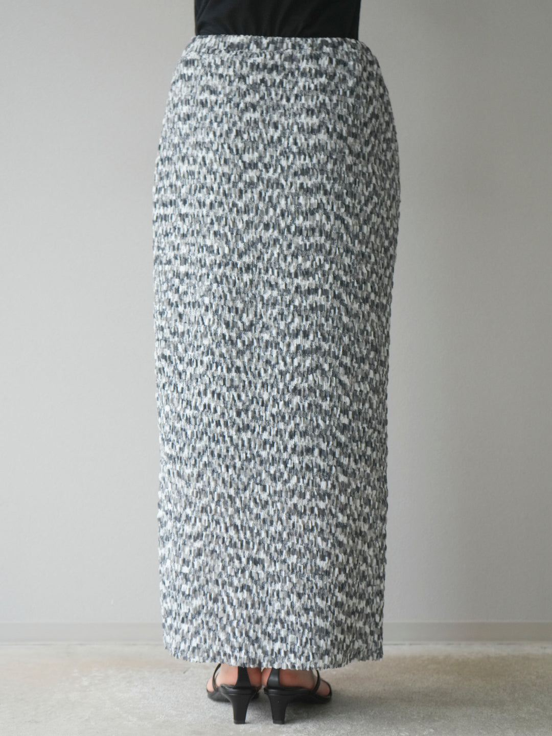 [予約]マルチカラーランダムプリーツタイトスカート/ブラック