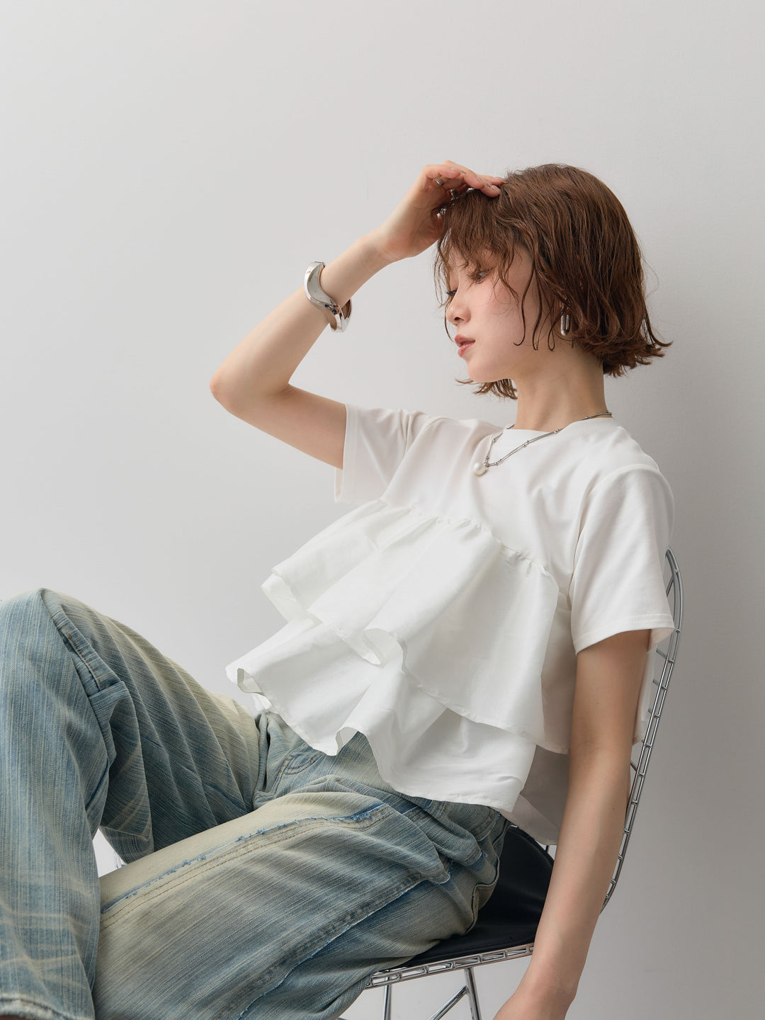 [SET]フリルティアードTEE+選べるアクセセット(2set)