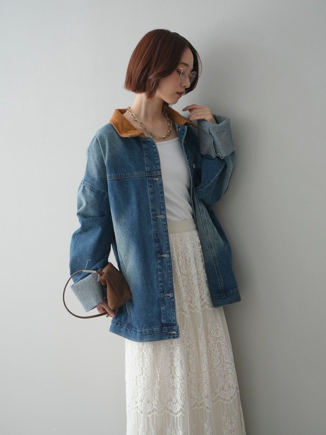 [予約]コーデュロイ×デニムミドルジャケット/blue