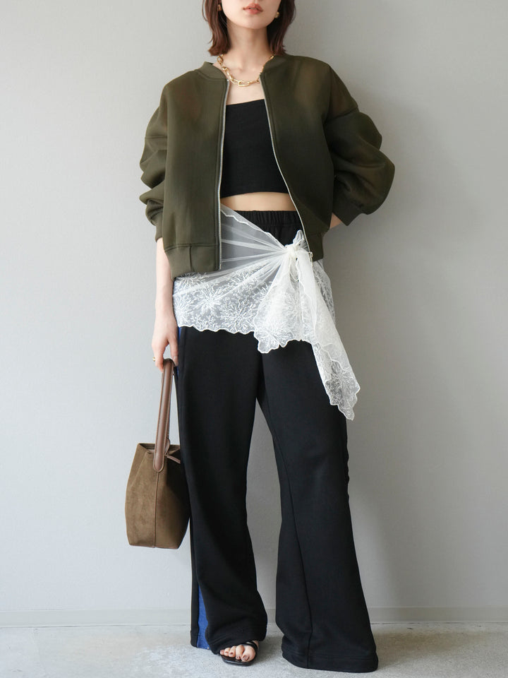 [予約]デニム切替2WAYデザインスウェットパンツ/ブラック