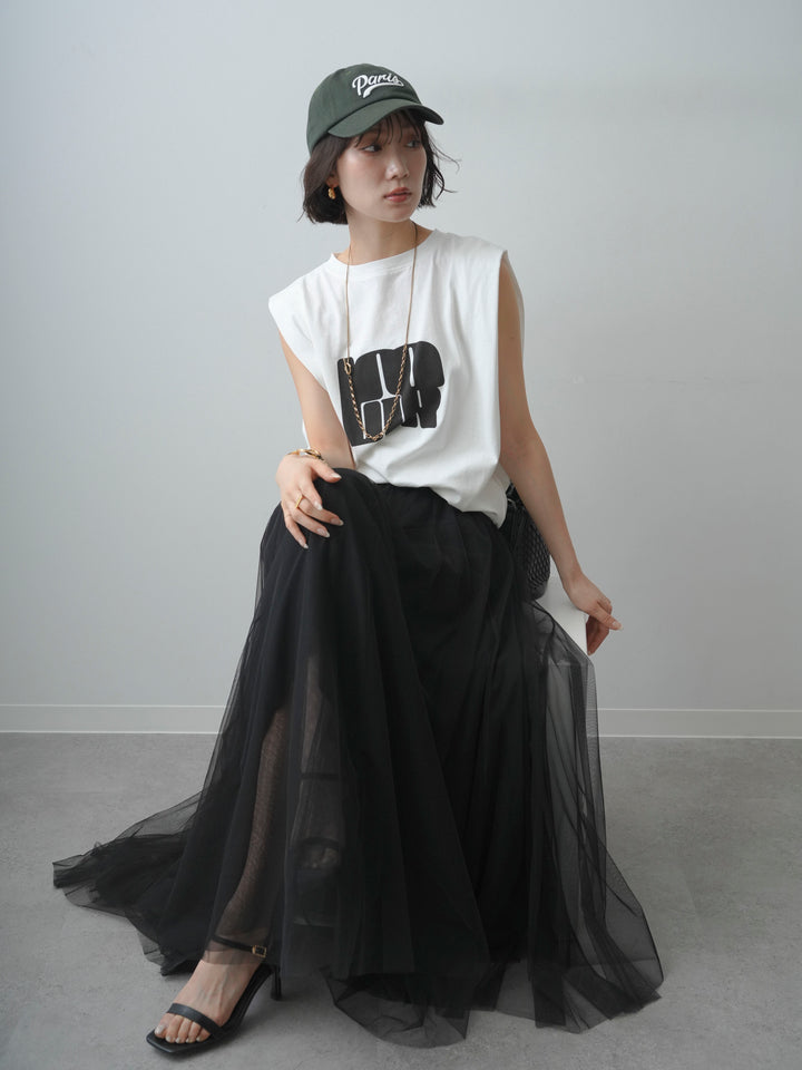 [先行販売！]ショルダータックノースリーブオーバーTEE+ショルダータックノースリーブオーバーTEE(2set)