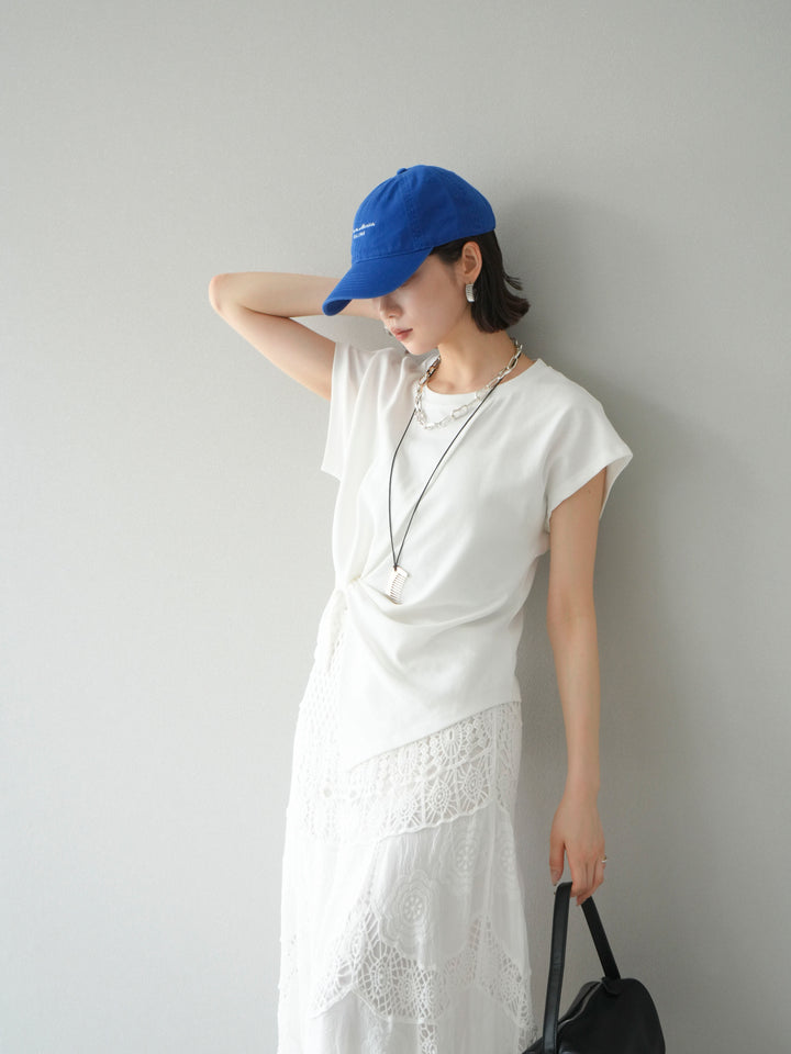 [予約]カシュクールTシャツ＆コームネックレスSET /ホワイト