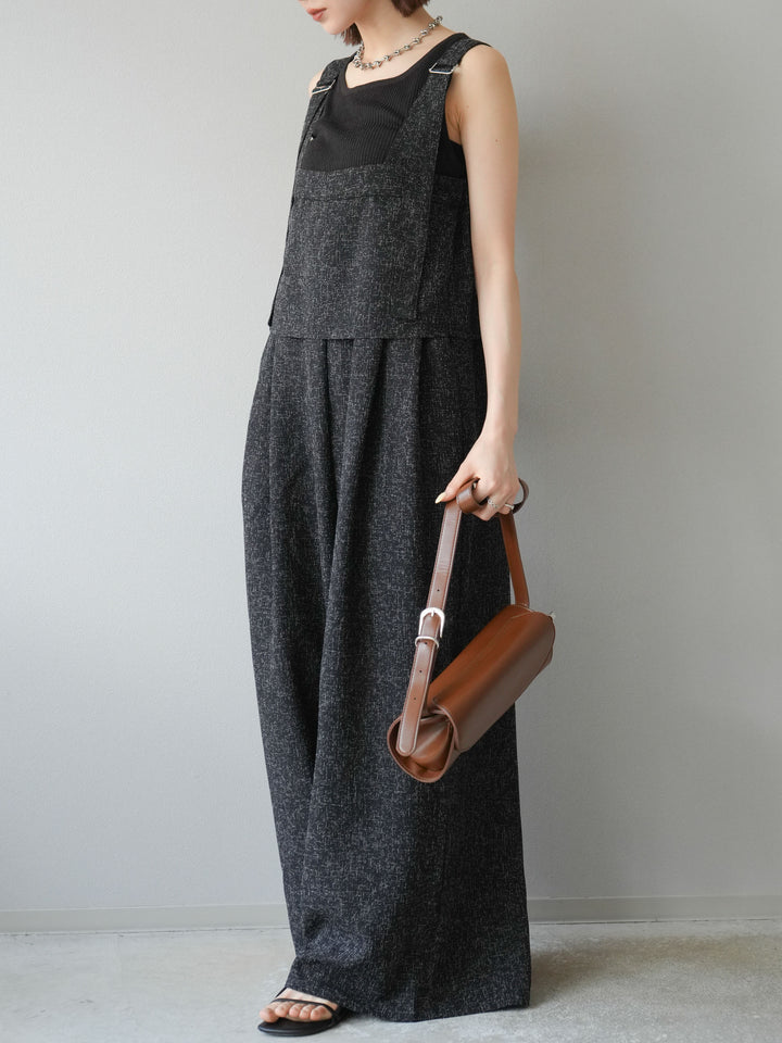 [予約]サマーツイードケープサロペット/ブラック