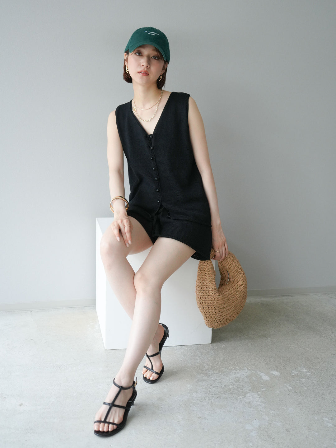 [SET]ニットベスト＆ショートパンツSET UP(2set)