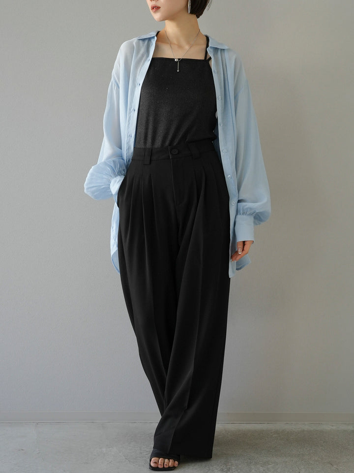 [Pre-order] 3-pleat wide pants/black