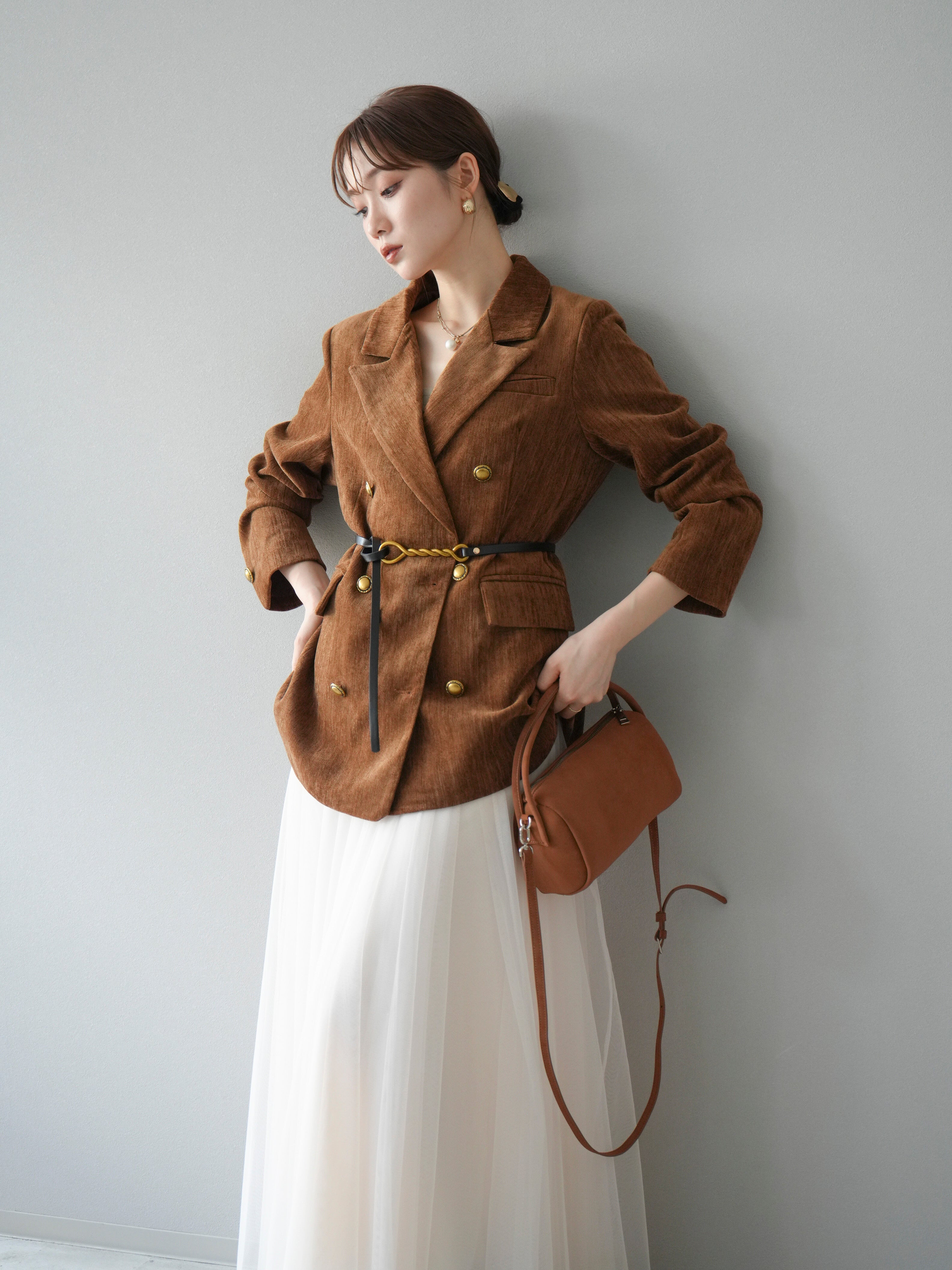 予約]ベロアダブルジャケット/キャメル – Lumier