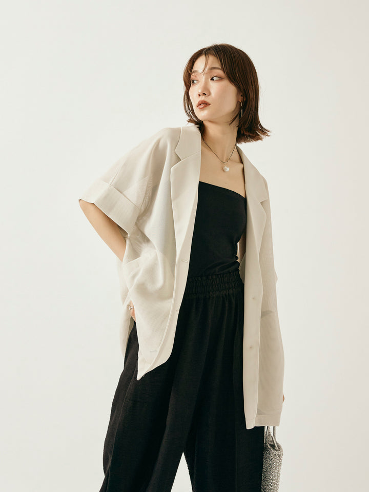 【Allure】[SET]メッシュハーフテーラードジャケット+メッシュハーフテーラードジャケット(2set)