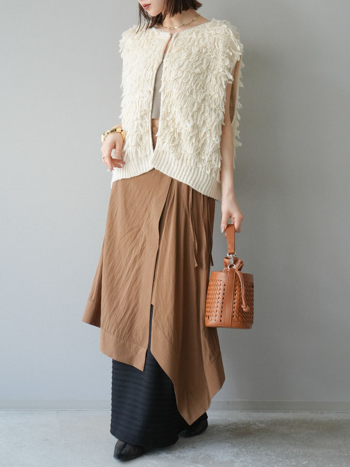 [予約]アシンメトリーレイヤードスカート/ベージュ
