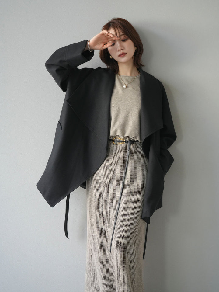 [予約]メッシュ切替ノースリーニットワンピース/beige