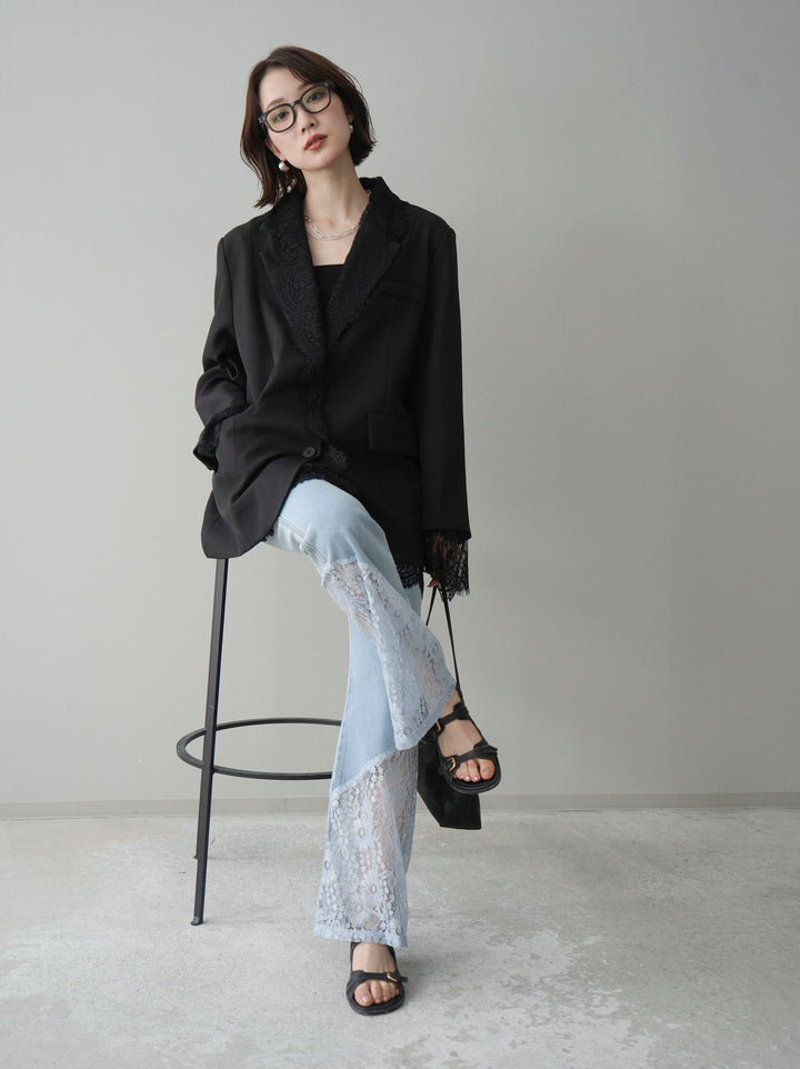 [予約]レースドッキングオーバージャケット/black