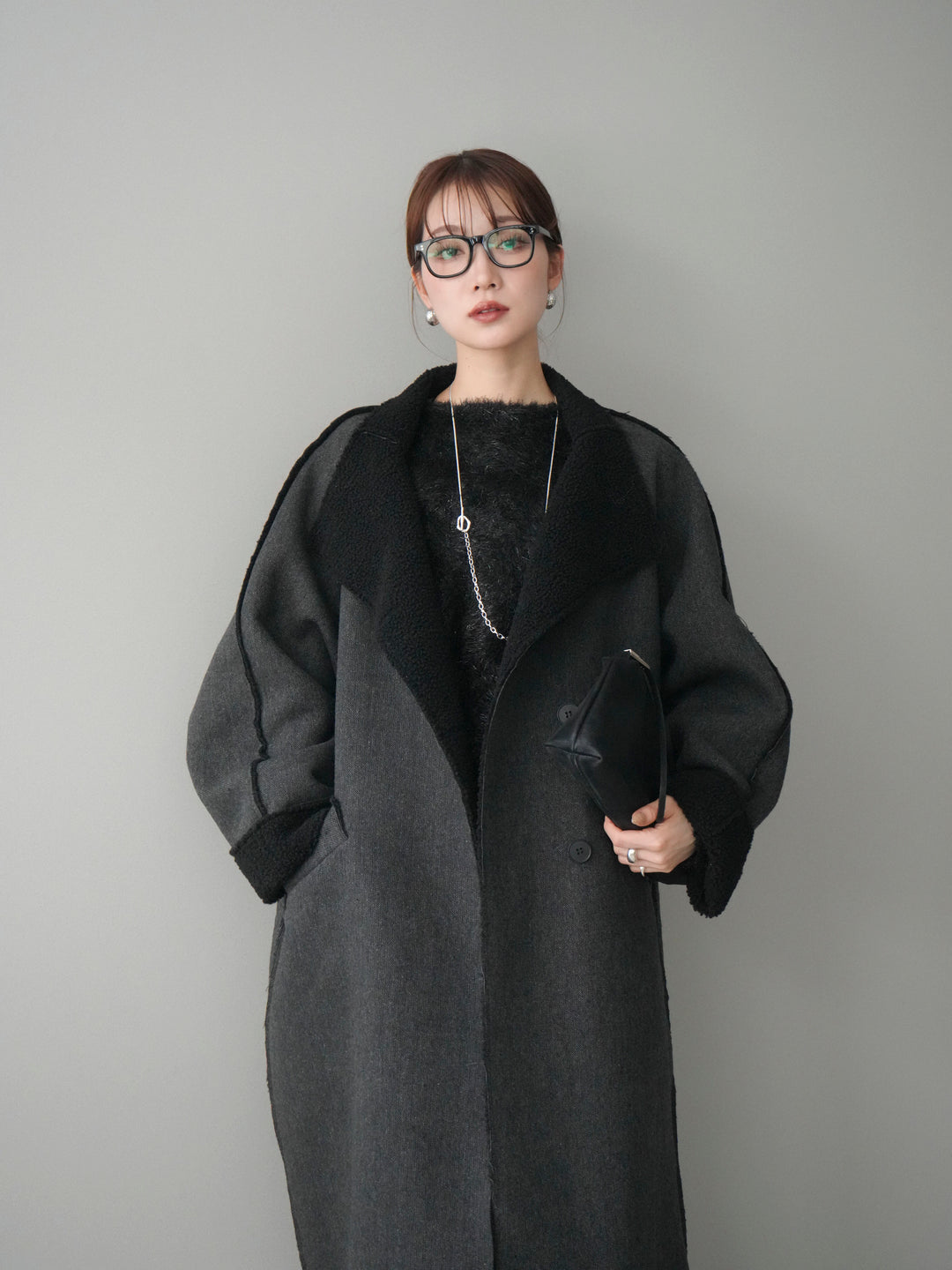 [予約]アウトシーム裏ボアコート/black