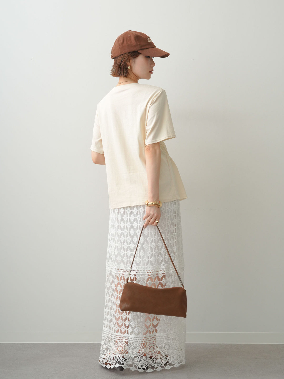 [SET]クールタッチシャーリングTEE+クロシェレースIラインスカート(2set)