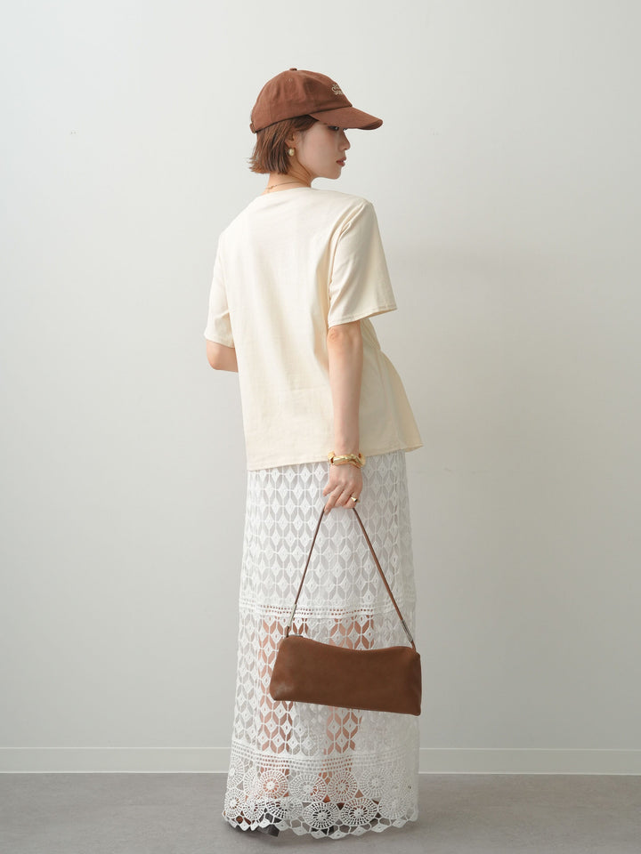 [SET]クールタッチシャーリングTEE+クロシェレースIラインスカート(2set)