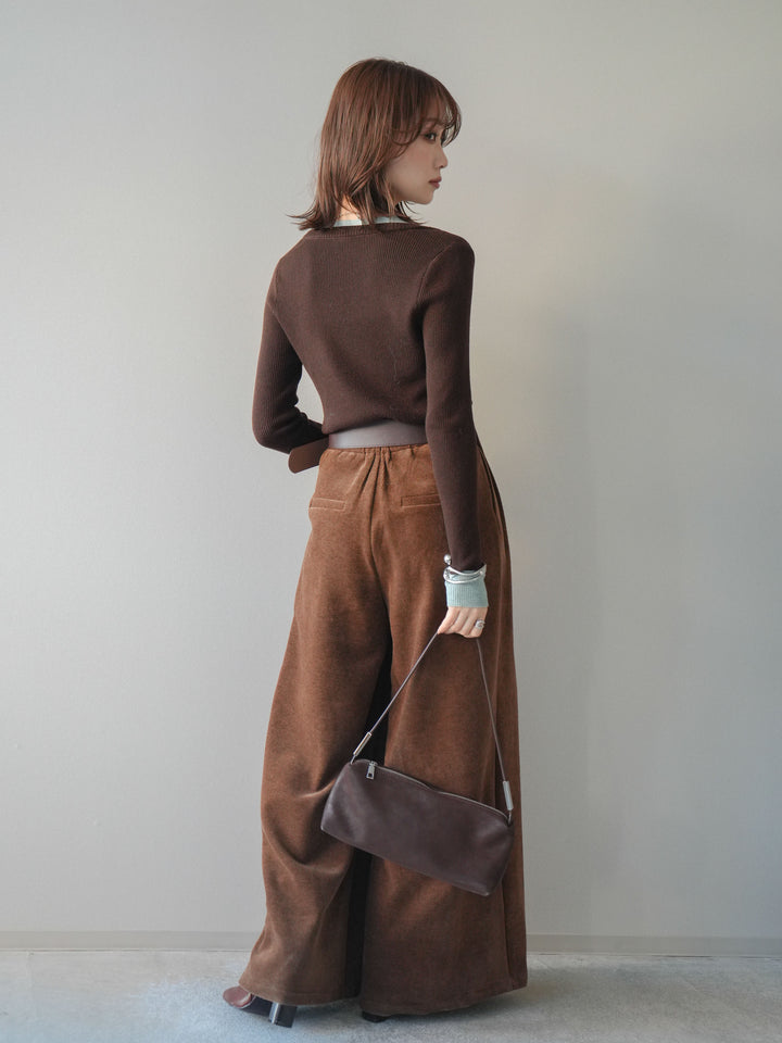 [予約]ベルトデザインループコールテンワイドパンツ(ベルト付き)/camel