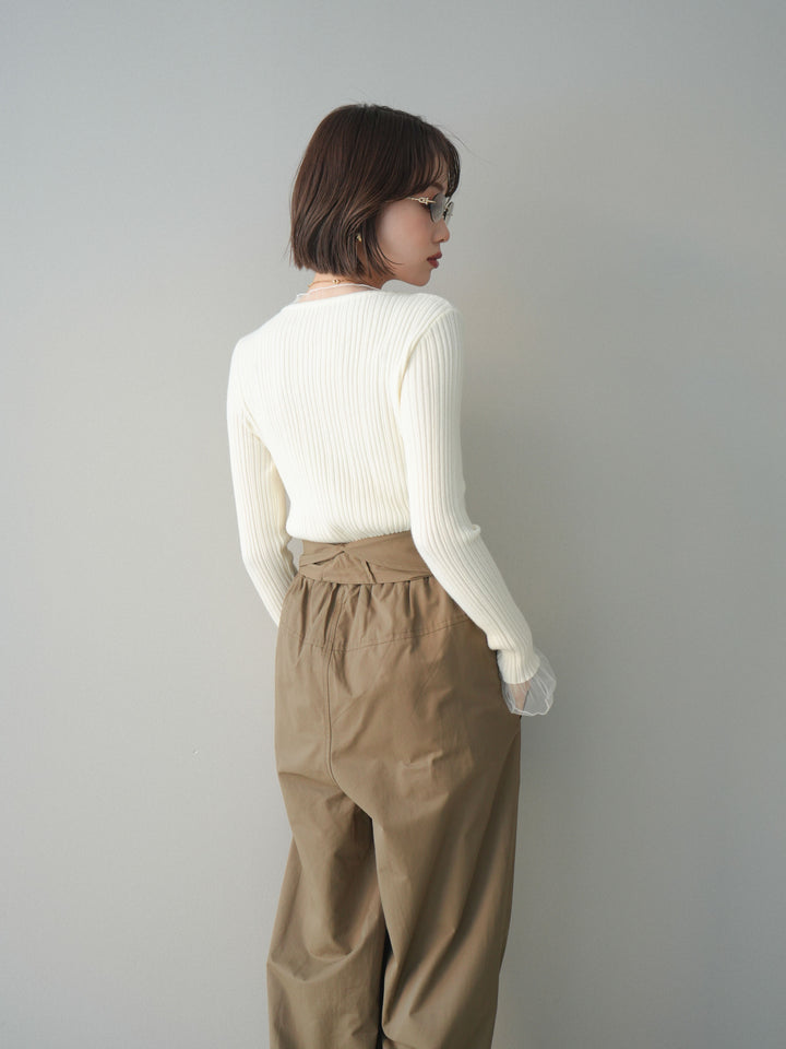 [予約]チュールレイヤードリブニットトップス/ivory