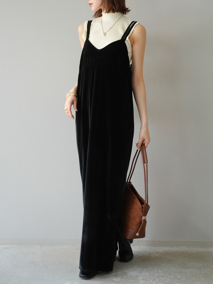 [予約]ベロアビスチェキャミワンピース/ブラック