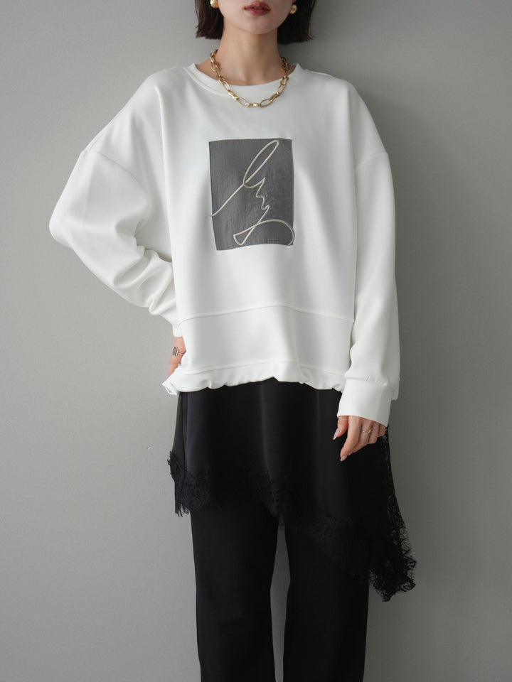 [予約]ライトポンチ刺繍ロゴプルオーバー/white