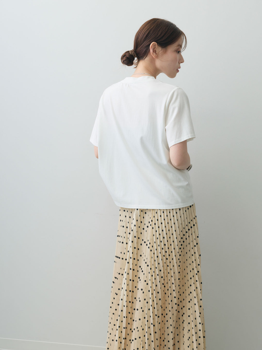 [SET]ラッフルドッキングTEE+ドットアコーディオンプリーツスカート(2set)
