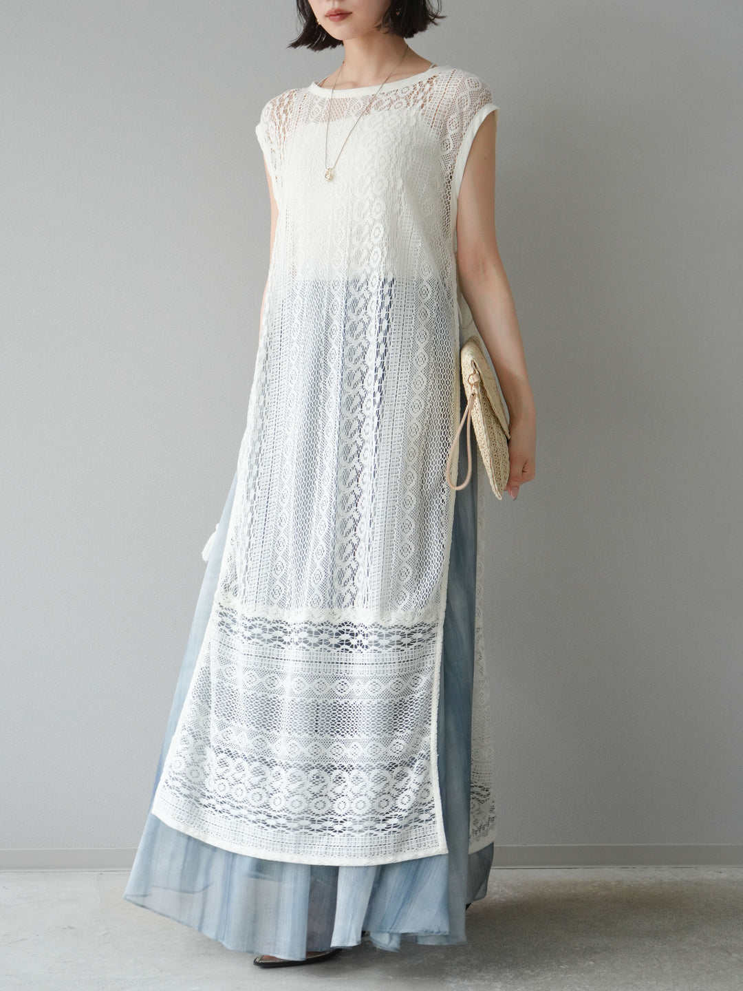 【預購】Nuance 透視喇叭裙/綠色