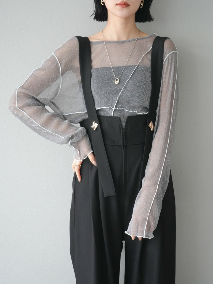 [予約]ラメシアーバイカラーメロープルオーバー/チャコール