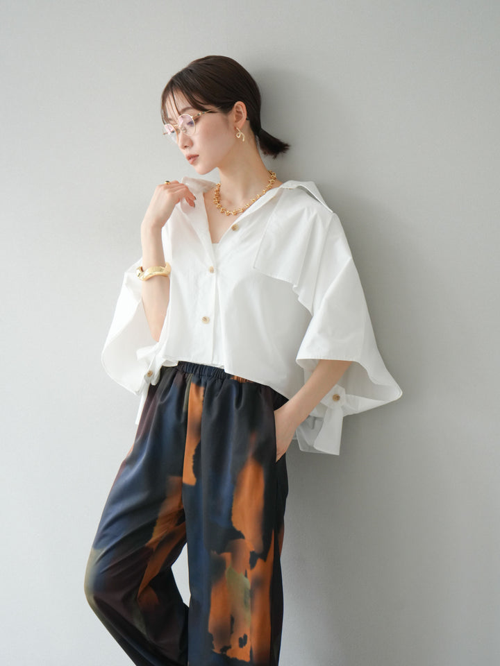 [予約]ポンチョショートシャツ/ホワイト