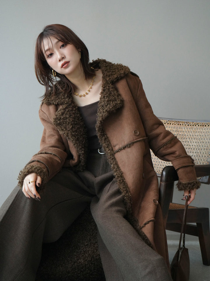 [予約]ムートンロングコート/brown