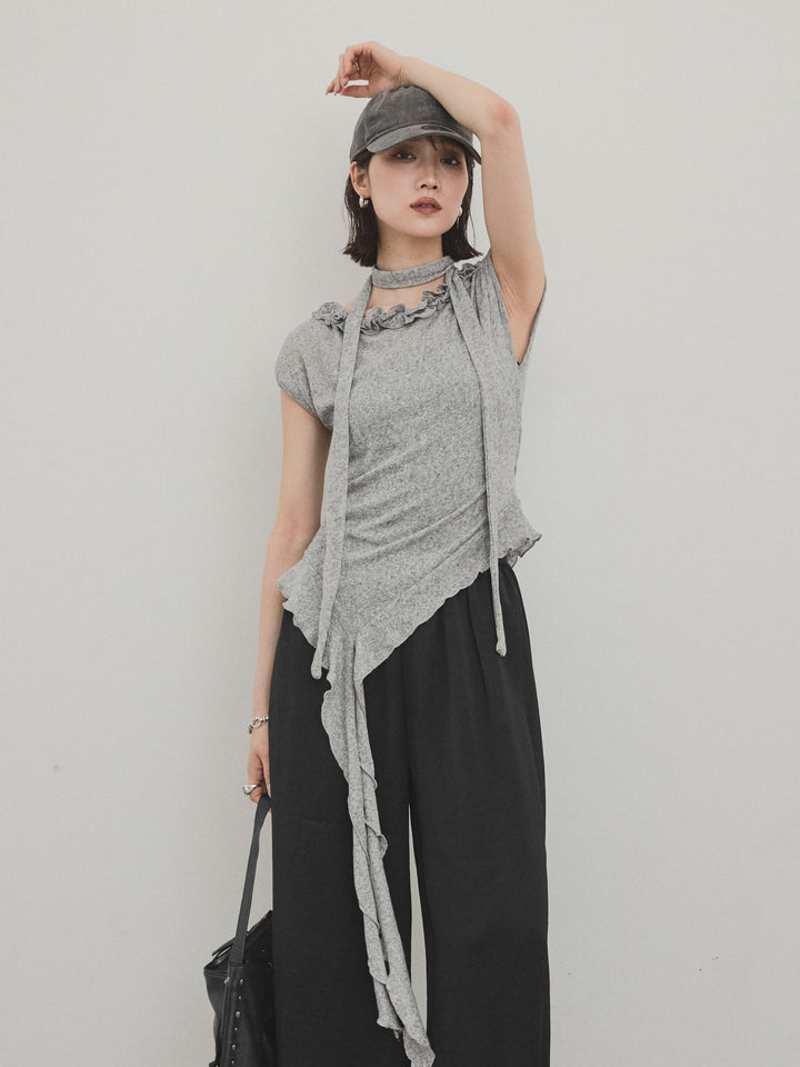 [SET]ラッフルシアーニットタンクトップ+ラッフルシアーニットタンクトップ(2set)