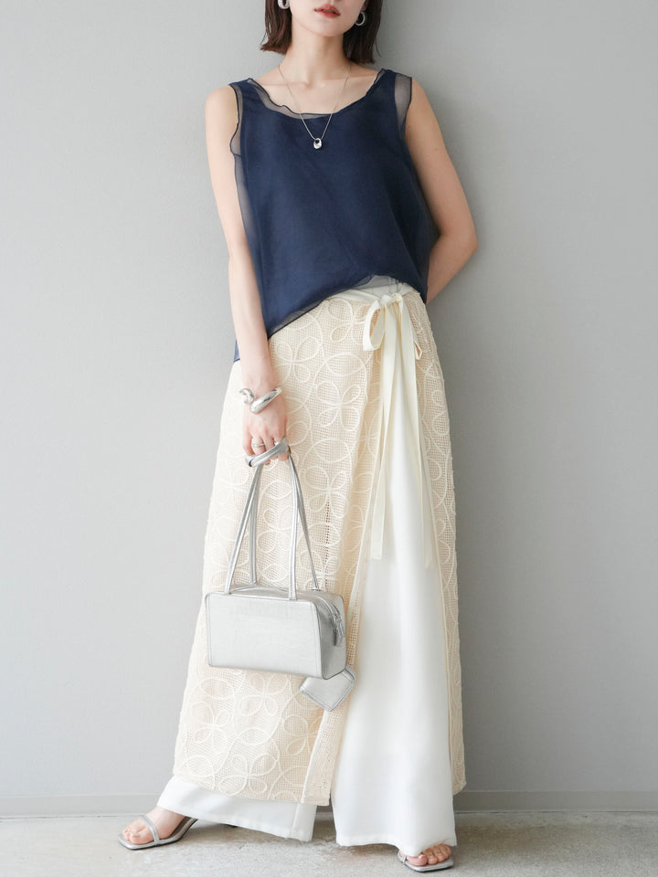 [予約]オーガンジーレイヤードタンクトップ/ネイビー