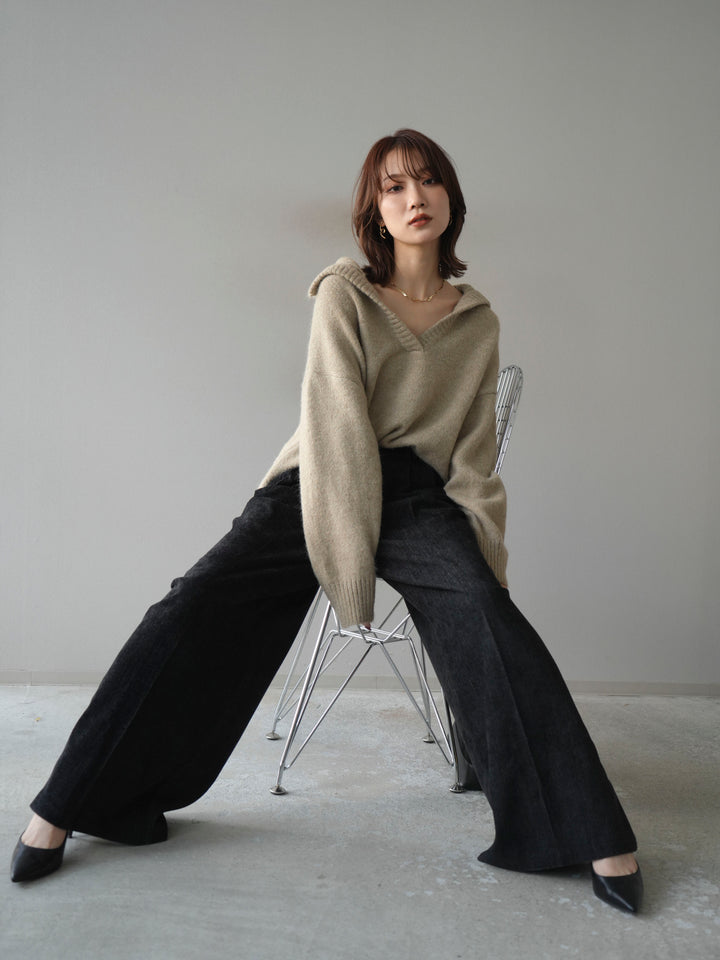 [予約]スキッパーニットプルオーバー/beige