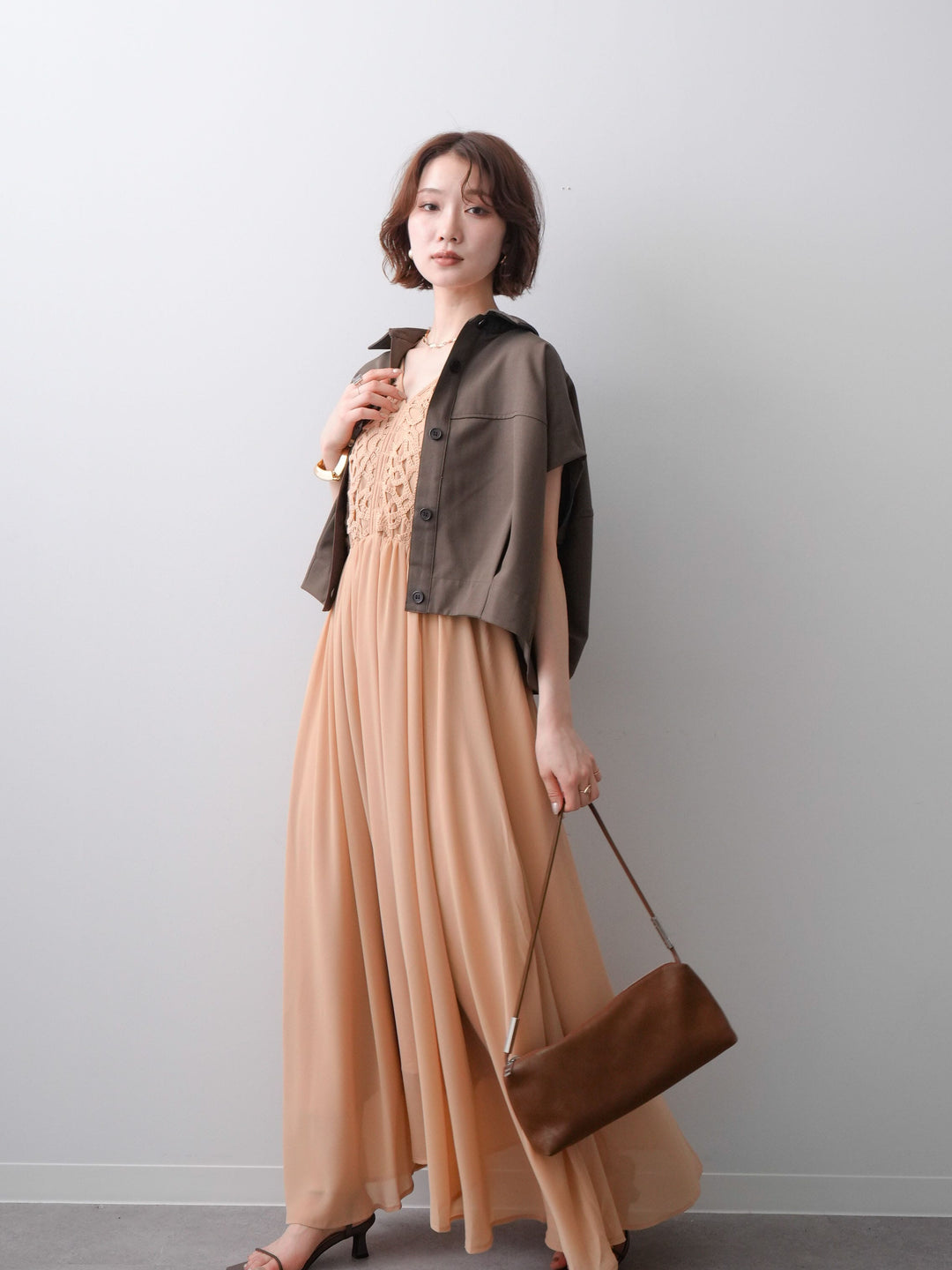 [SET]クロシェシフォンキャミワンピース+選べるアクセセット(2set)