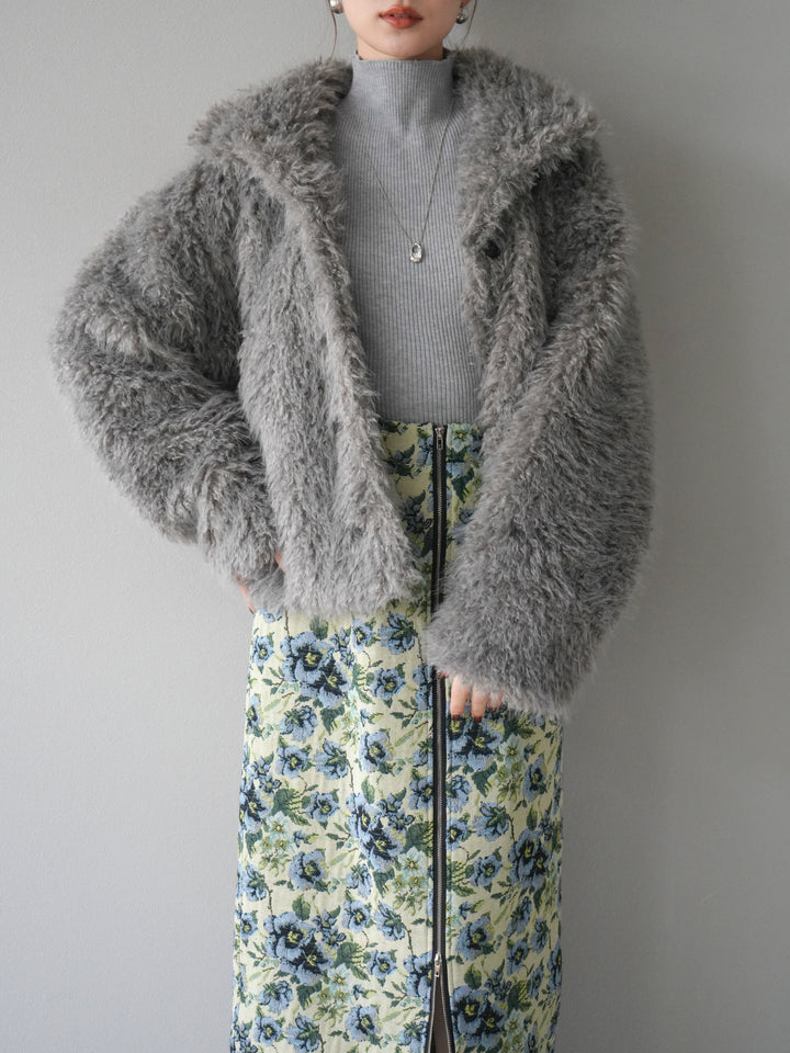 [予約]シャギーファースタンド2WAYジャケット/ gray