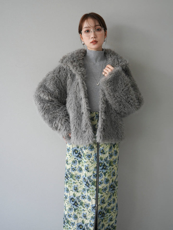 [予約]シャギーファースタンド2WAYジャケット/ gray