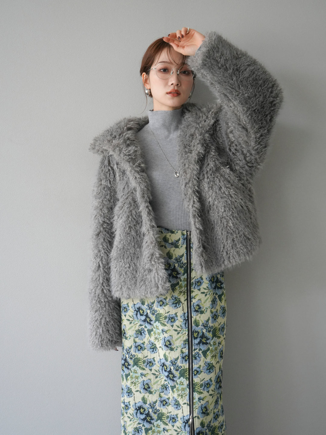 [予約]シャギーファースタンド2WAYジャケット/ gray